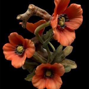 Vintage NAPOLEON Authentic Capodimonte Porcelain Poppy Flowers